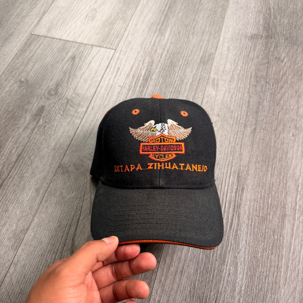 Harley-Davidson adjustable Hat Black Orange Eagle Embroidered Snapback